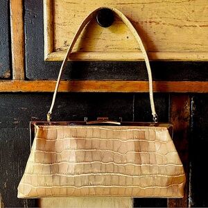 Fabulous Jones New York Croc Embossed Leather Evening Bag - Vintage